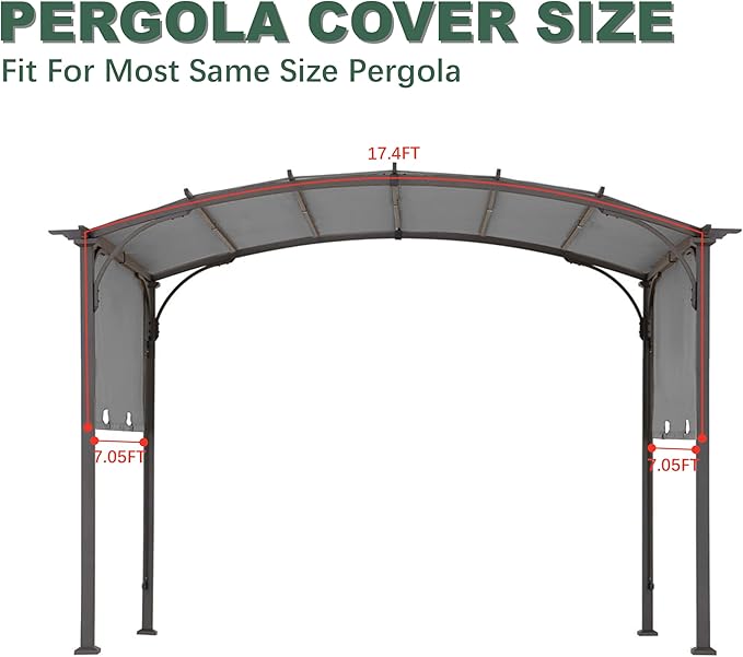 85''x 208'' Universal Doubleton Steel Pergola Replacement Cover - Image 4
