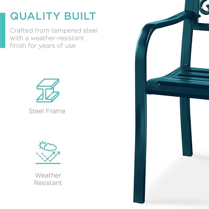 Best Choice Products Outdoor Bench Steel Garden Patio Porch Furniture - Image 4