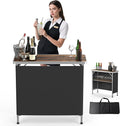 VINGLI Portable Bar Table, 2-Tier Shelves, Mobile Bar Table by VINGLI