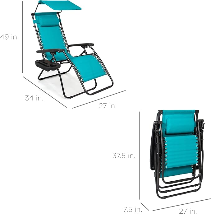 Best Choice Products Folding Zero Gravity Outdoor Recliner Patio Lounge Chair - Image 3