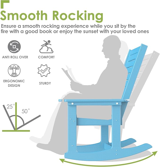GREENVINES Outdoor Rocking Chair Set | 3-Piece | 2 Rocking Chairs - Image 5