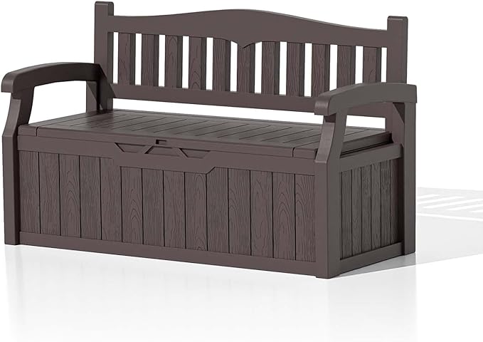 Patiowell 75 Gallon Plastic Storage Bench, Water-Resistant Deck Box - Image 8