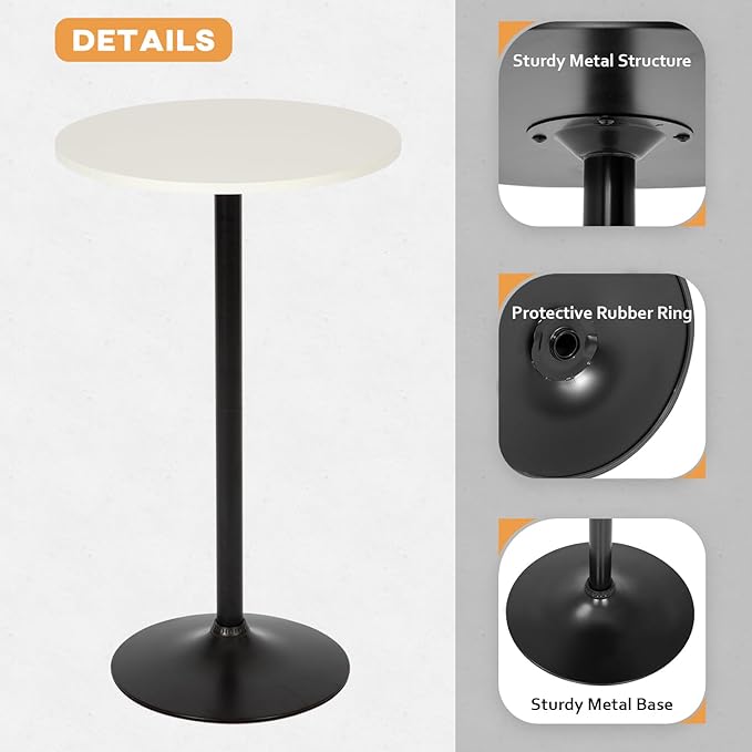 FDW Pub Table 40 Inch Height Cocktail Table Round Bistro Bar Table - Image 6