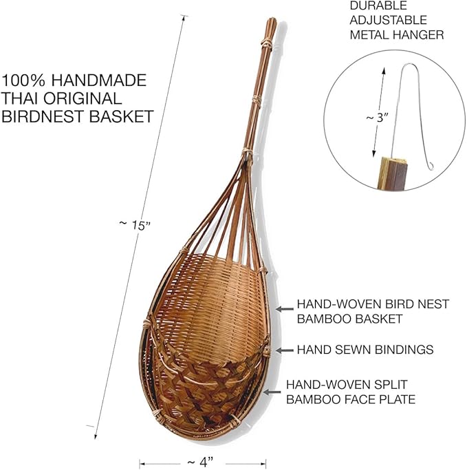 Handmade 100% Thai Bamboo Hanging Orchid Basket – 4 Inch Set of 6 - Image 4