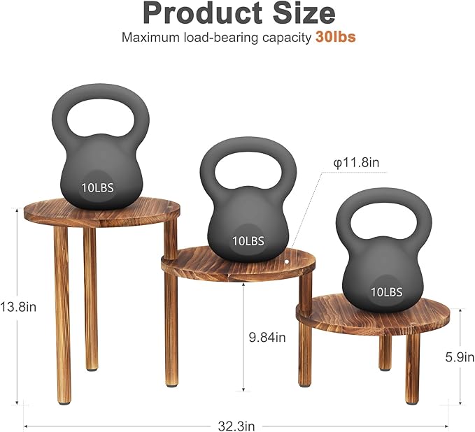 3 Tiers Plant Stand Indoor, Wood Plant Stands - Image 2