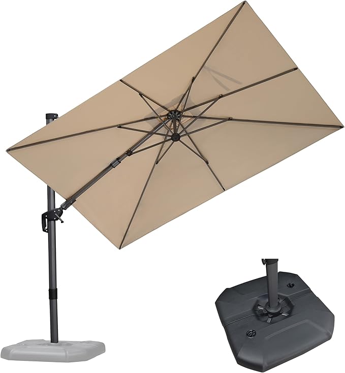 PURPLE LEAF 6.5' X 10' Left-right Tilt Patio Umbrella by PURPLELEAF