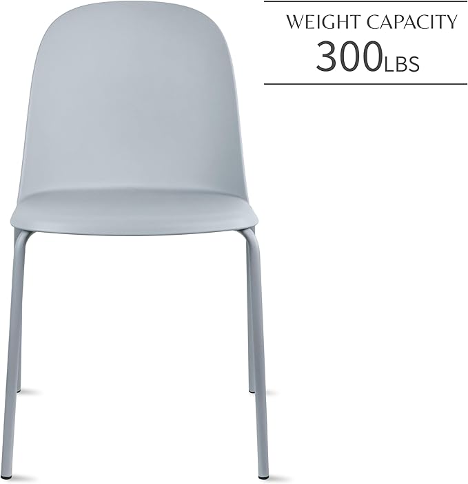 2xhome Modern Stackable Armless Dining Chair | Plastic Shell Seat - Image 4