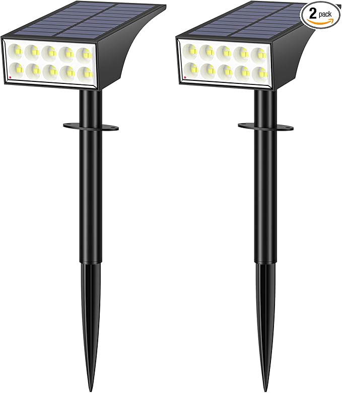 Solar Lights Outdoor Waterproof, Solar Spot Lights- 2 Pack/4 Mode LED by WENATY