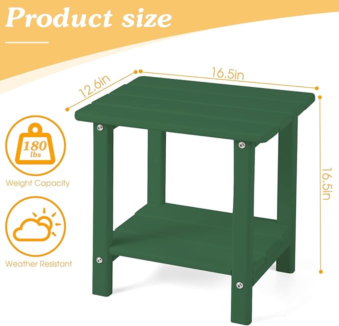 Adirondack Outdoor Side Table, 2-Tier Sturdy Patio End Table Weather Resistant - Image 3