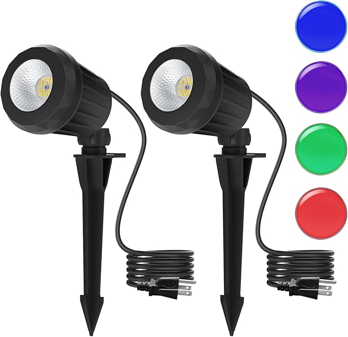 Spotlight Outdoor – 120V Plug-In, 6500K Cool White LED Landscape Lighting by Holeva