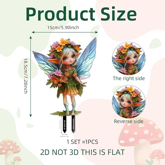 Fairy Garden Stake Decor, Acrylic 2D Garden Fairy Decoration, Fairy Garden - Image 6