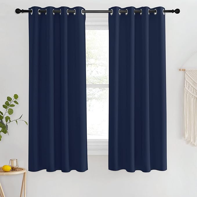 NICETOWN Blackout Navy Blue Curtains 63 inch Length by NICETOWN