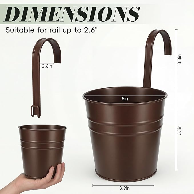 HowRU Hanging Flower Pots, Railing Planter Box - Image 2