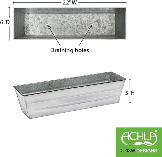 Achla Designs Galvanized Window Flower Box Planter-Cape Cod White-Small - Image 3