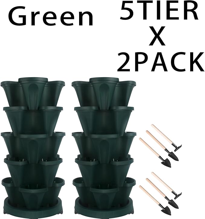 GameXcel Vertical Planter 5 Tier Stackable Planters Garden Planters Strawberry - Image 9