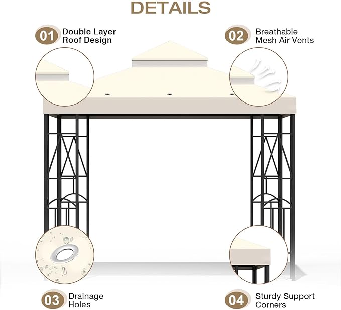 10x10 Canopy Replacement Top Double Tiered Gazebo Cover - Image 3