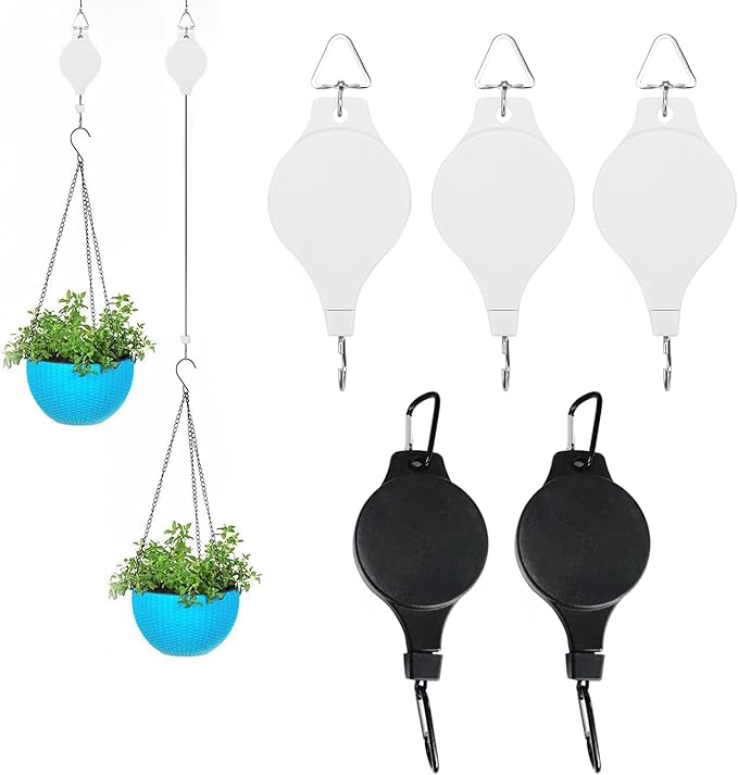 5PCS Adjustable Retractable Plant Pulley Hangers by HOGXUAE
