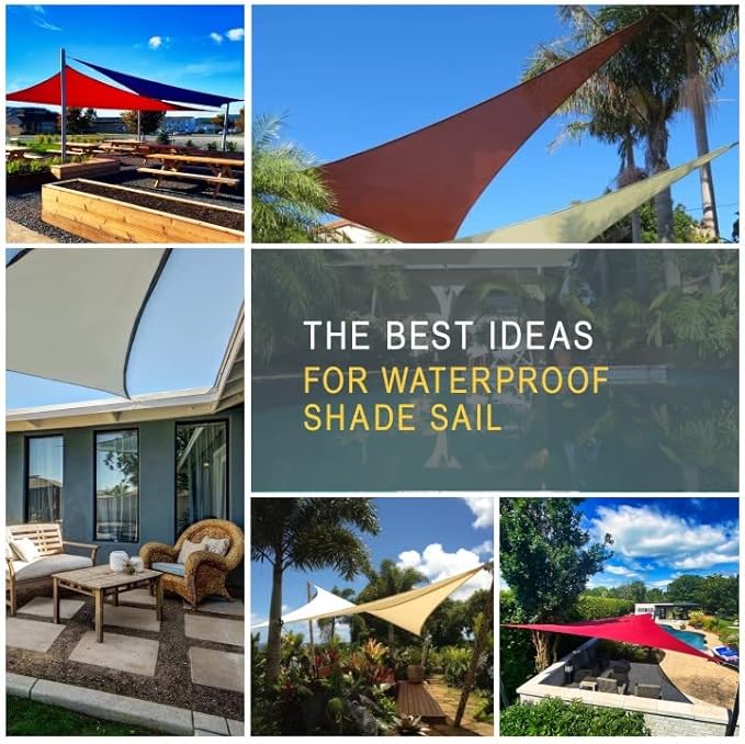 SUNNY GUARD Waterproof Sun Shade Sail 10' x 10' x 14' White Triangle UV Block - Image 7