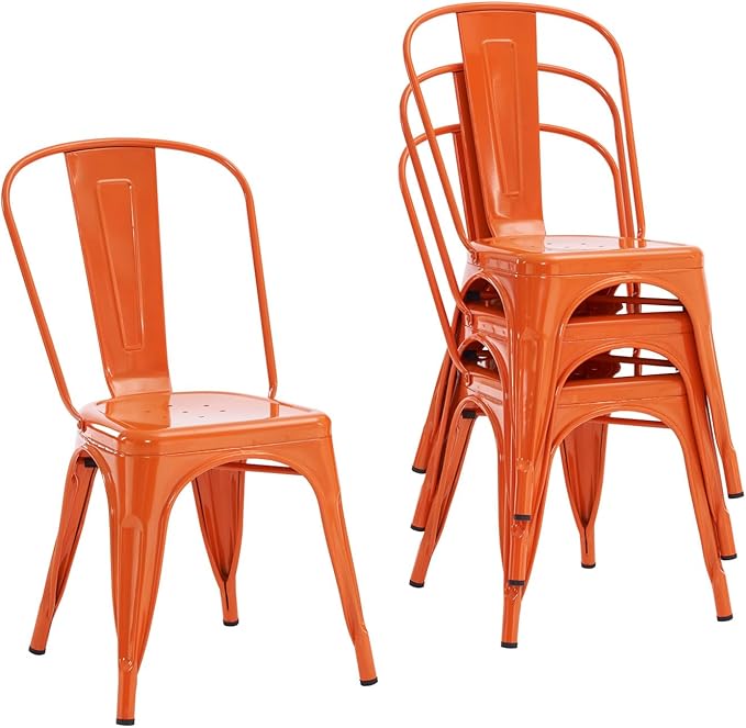 Nazhura Metal Dining Chair Farmhouse Tolix Style by NazhuraGoodCompanionAtHome