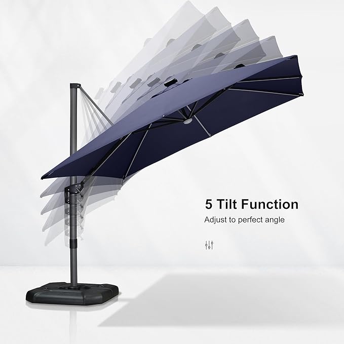 PURPLE LEAF 10 Feet Patio Umbrella Solar Powered LED Square Outdoor Cantilever - Image 6