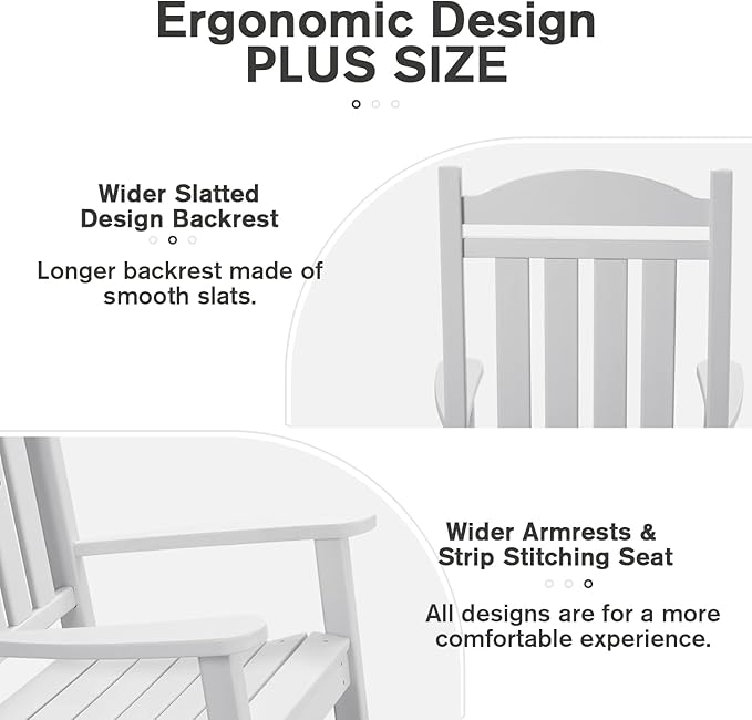 Devoko HDPE Rocking Chair Plastic Outdoor Indoor Patio Rocker Chair High Back - Image 4