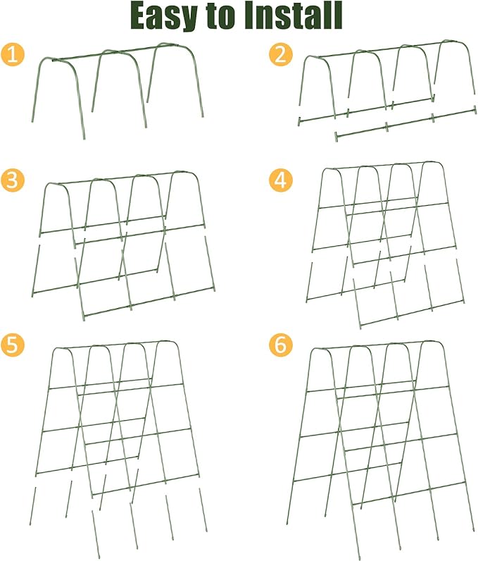 Miory Cucumber Trellis for Raised Beds, 48 x 63 Inch Metal U-Frame Garden - Image 6