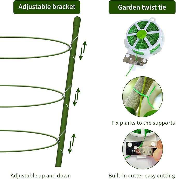 4 Pack Tomato Cage for Garden Plant Support, 18 inches Small Tomato Cages - Image 3