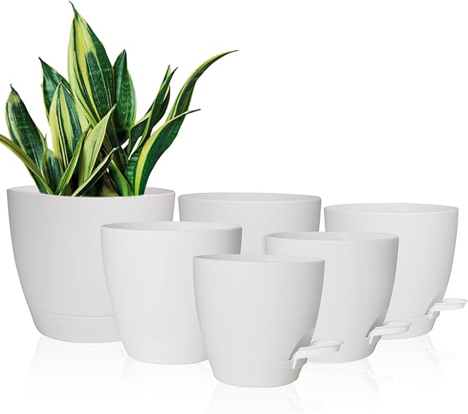 Planters for Indoor Plants, 8/7/6.5/6/5.5/5 Inch Self Watering Planters by Vanslogreen