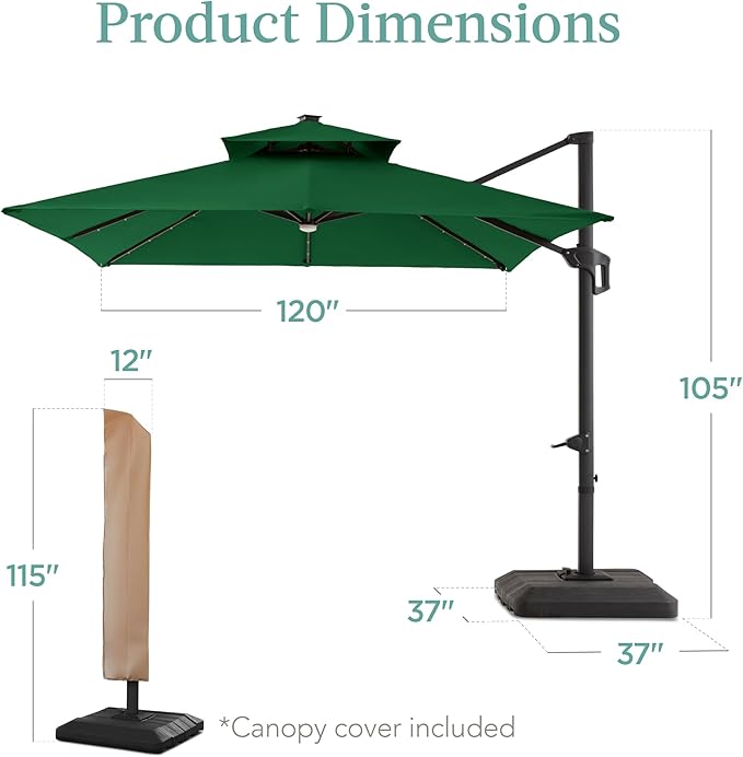 Best Choice Products 10x10ft Cantilever Patio Umbrella w/Base Included - Image 7