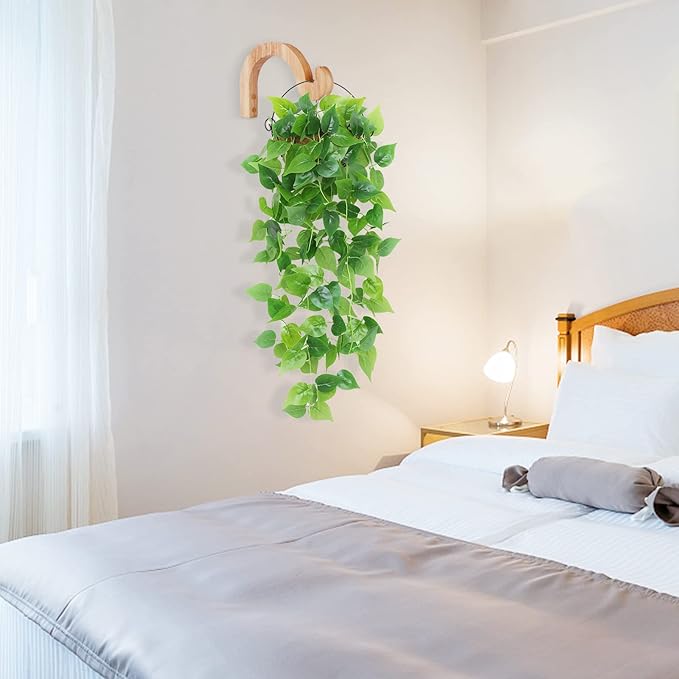 7-Inch Hanging Plant Brackets, Arc-Shaped Wooden Plant Hanger Indoor, Wall - Image 2