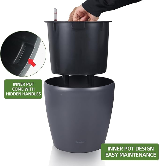 Dexceder 11x10 Inches Self Watering Planter Indoor Outdoor, Inner Pot Design - Image 4