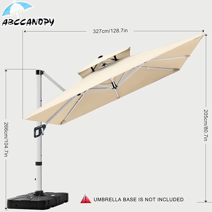 ABCCANOPY Patio Umbrella Cantilever Double Top Outdoor Offset Umbrella - Image 6