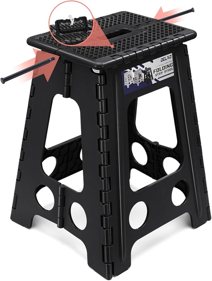 Delxo Folding Step Stool 17.5 Inch Non-Slip Foldable Stools - Image 9