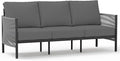 Aluminum Outdoor Patio Couch, 3 Seats HDPE Rope Patio Sofa by Oasbira