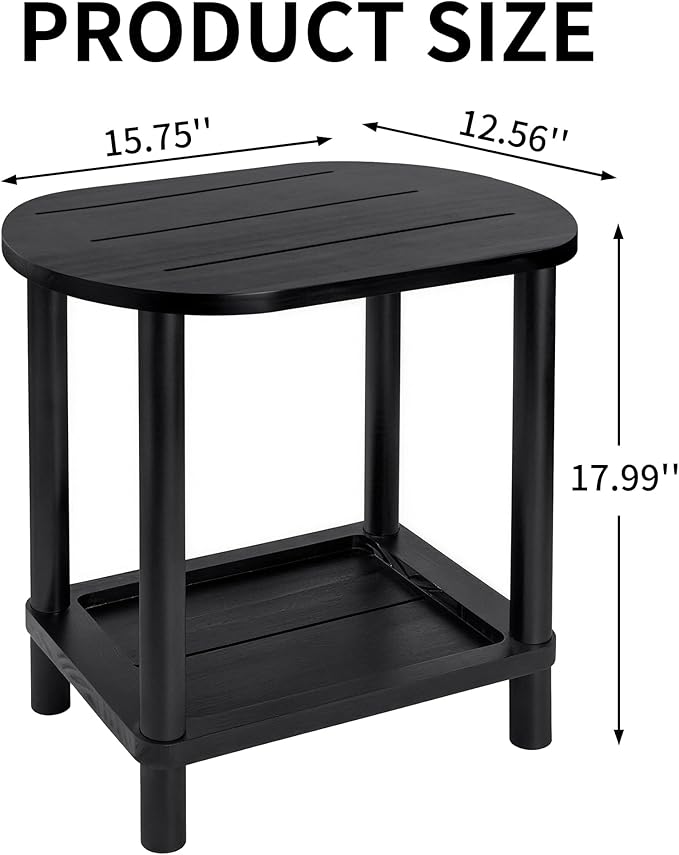 2 Tier Outdoor Side Table, Solid Wood Small Outdoor End Tables, Patio Table - Image 3