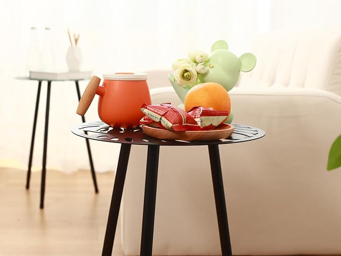 1 Pack Metal Outdoor Side Tables Small Outside Round End Table - Image 8