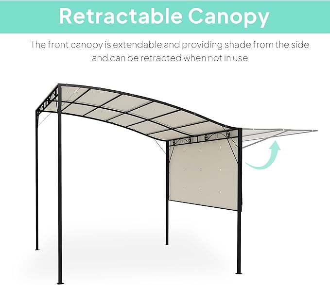 Outsunny 10' x 8' Outdoor Pergola and Patio Gazebo, Extendable Side Awning - Image 3