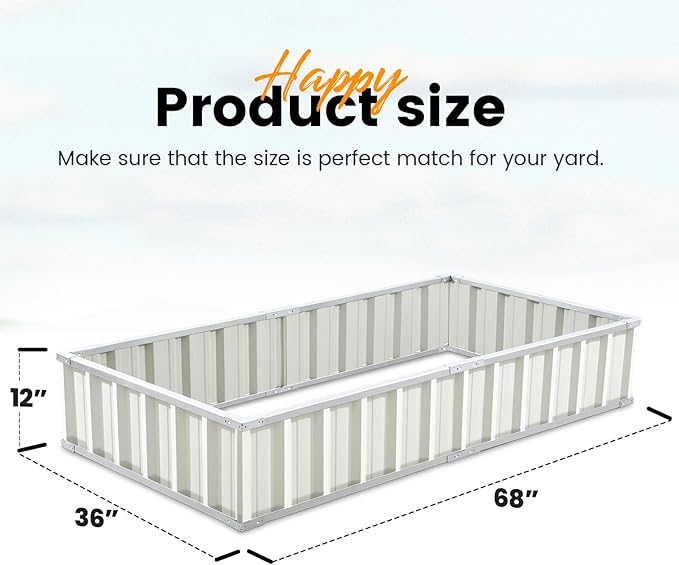 KING BIRD Raised Garden Bed 68" x 36" x 12" Galvanized Steel Metal Outdoor - Image 7
