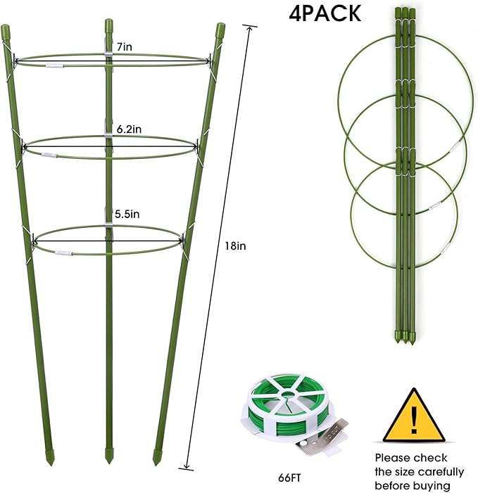4 Pack Plant Support Tomato Cages - Image 2