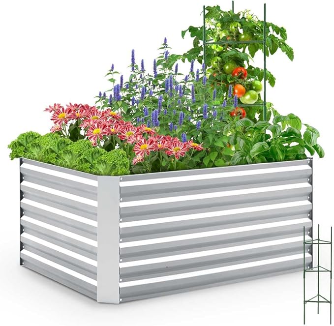 Quictent Galvanized Raised Garden Bed 4x3x2ft Tall Garden Bed Extra Height by QUICTENT