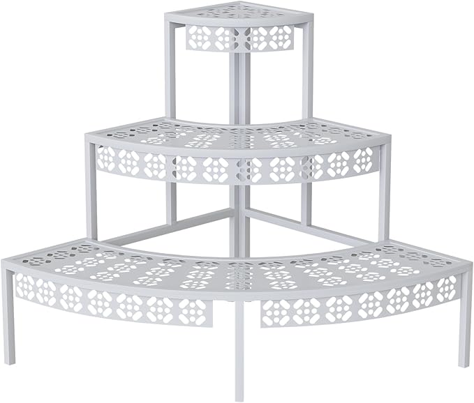 3 Tier Plant Stand Semi-Circular Flower Pot Organizer Rack Quarter Round Plant by Garden4you