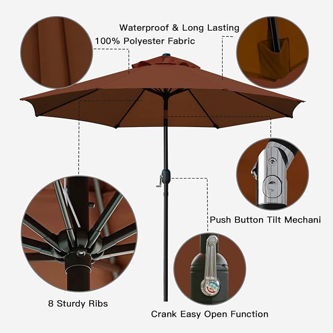 Sunnyglade 9' Patio Umbrella Outdoor Table Umbrella - Image 2