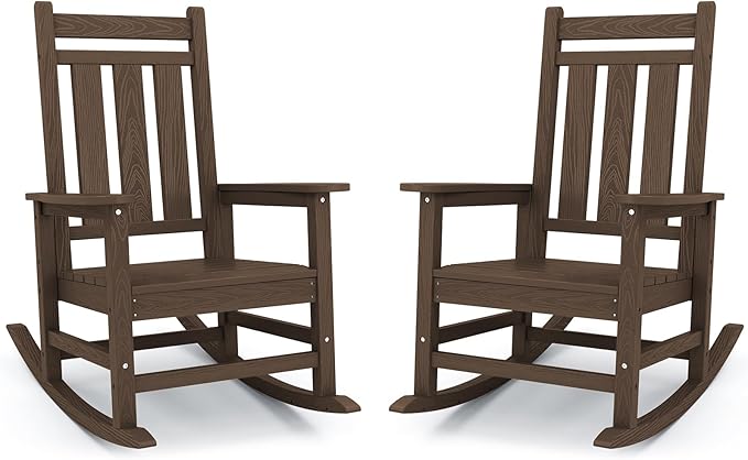 KINGYES Oversized Outdoor Rocking Chair Set of 2, All-Weather Patio Rocking by KINGYES