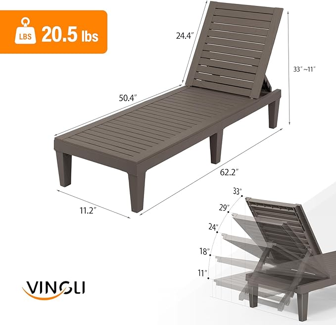 VINGLI Outdoor Chaise Lounge Chair - Image 3