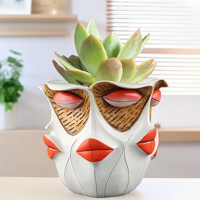 TOZLU Art Abstract Face Planters Pots Head, Unique Fun Abstract Face Flower Pot - Image 4