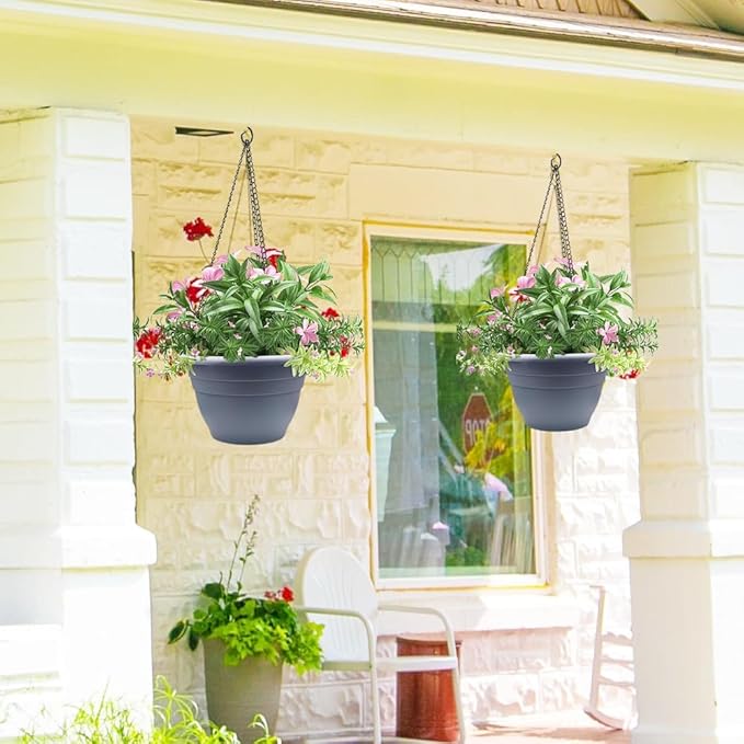 5 Pack 10 Inch Plant Pots for Indoor Outdoor, Plastic Floor Planters - Image 4