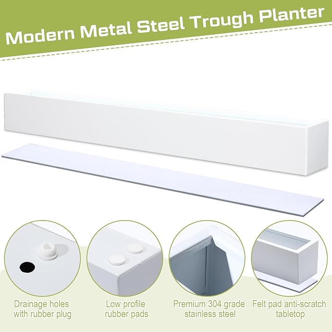 32 x 3.5 x 3.5 Inch Long Rectangular Planter Box Window Sill Plant Box Metal - Image 5