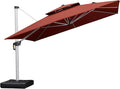 PURPLE LEAF 12 Feet Double Top Deluxe Square Patio Umbrella Offset Hanging by PURPLELEAF
