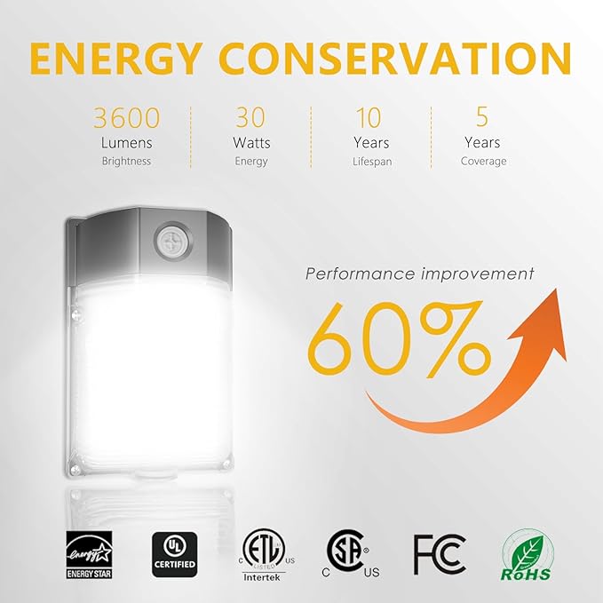 30W LED Wall Pack Light, 5000K Daylight, 120Vac Led Porch Lights, IP65 - Image 5