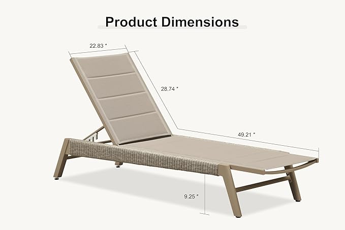PURPLE LEAF Outdoor Chaise Lounge 2 Pieces Chair Patio Aluminum Recliner - Image 2